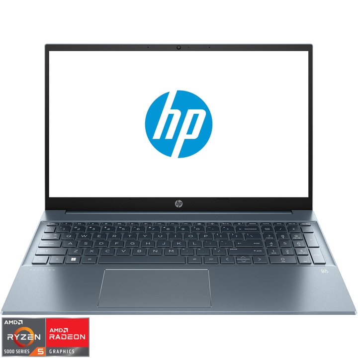 Laptop HP Pavilion 15-eh2012nq cu procesor AMD Ryzen™ 5 5625U pana la 4.30 GHz, 15.6", Full HD, IPS, 16GB, 1TB SSD, AMD Radeon™ Graphics, Free DOS, Fog Blue