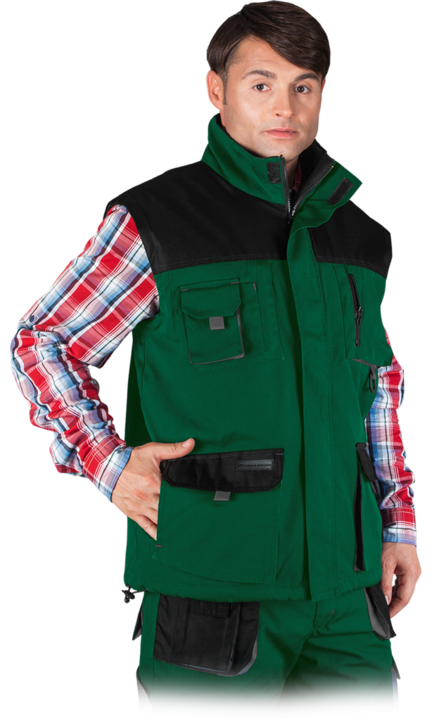 Vesta barbati, Poliester/bumbac, Verde/negru, XL