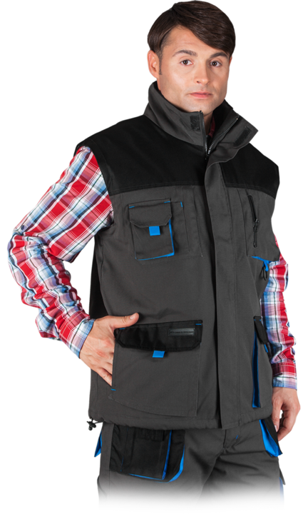 Vesta barbati, Poliester/bumbac, Negru/albastru, XL