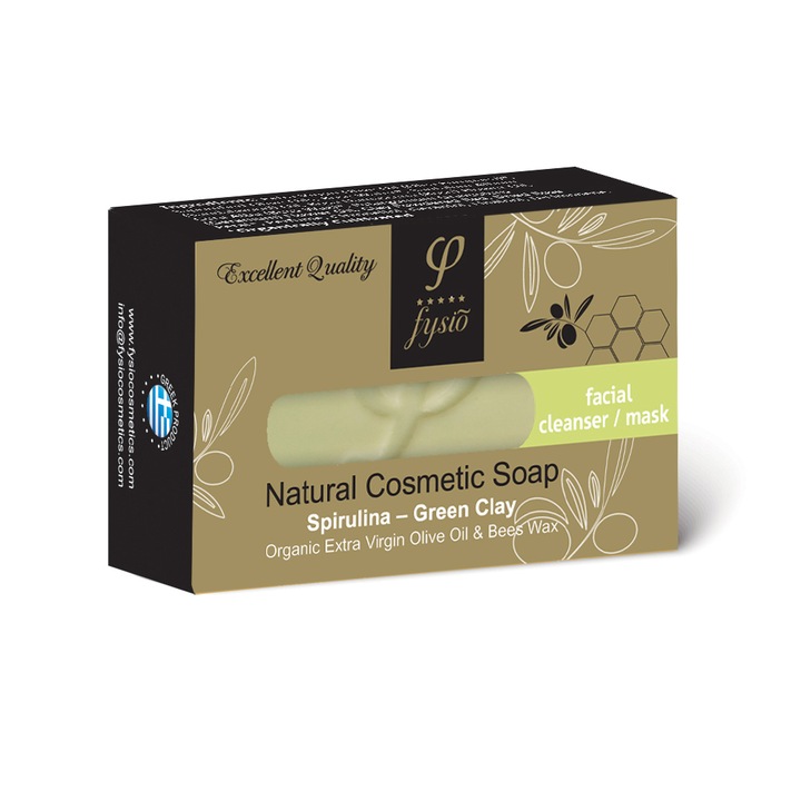 Sapun natural, Fysio Cosmetics, Spirulina/Argila verde, 100g
