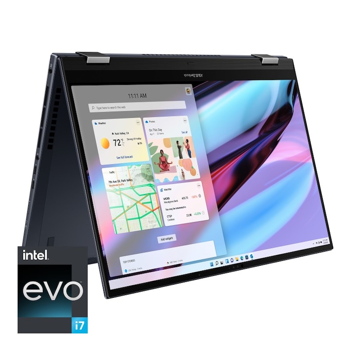 Asus ZenBook Pro 15 Flip 15.6" Touch FullHD laptop, Intel Core i7-12700H, 16GB RAM, 512GB SSD, Intel® Iris Xe Graphics, Windows 11 Home, Magyar billentyűzet, Fekete
