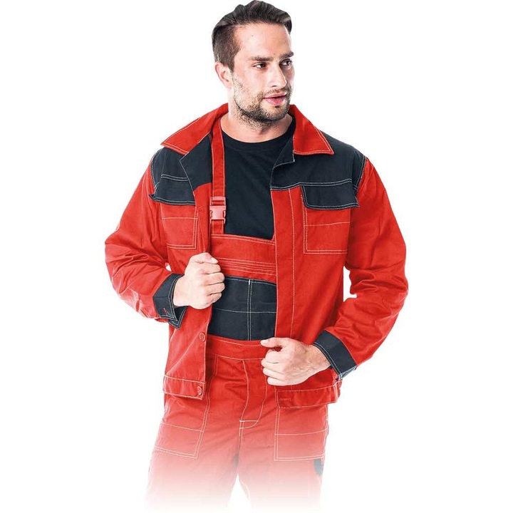 Jacheta de lucru, Poliester/Bumbac, Rosu/Negru, 3XL