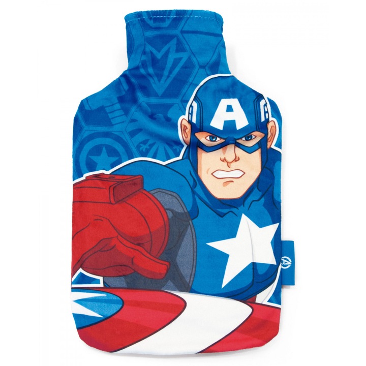 Perna pentru incalzit cu apa calda 1 litru cu husa Avengers 34x20 cm Multicolor