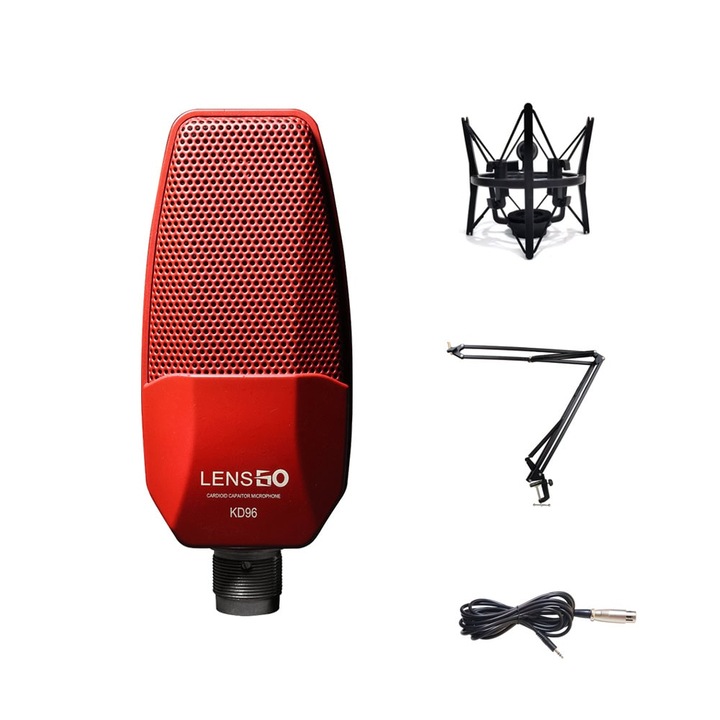 Kit Microfon profesional Lensgo KD96 si Shock Mount