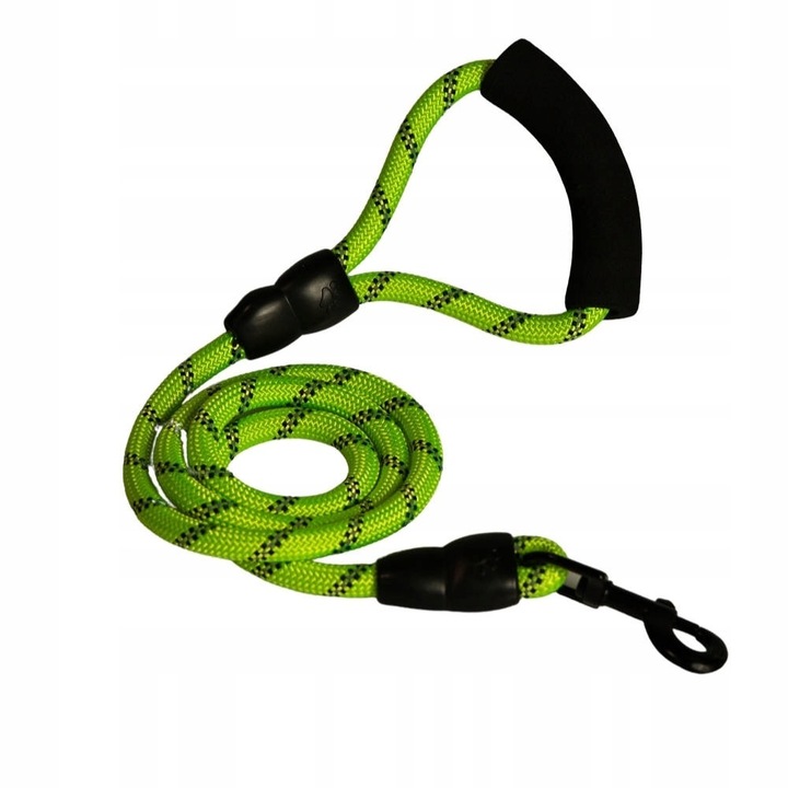 Повод тип въже за тренировка, светлоотразителен, 1,5 м, диаметър 1 см, зелен