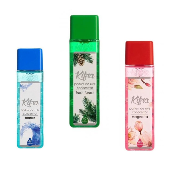 Kifra mosodai parfüm csomag 3 x 200 ml Ocean, Fresh Fores, Magnolia, 240 mosás