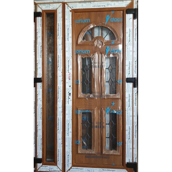 Usa dubla exterior Pvc, BIG RHOMB BLACK, 140x210, Stejar auriu