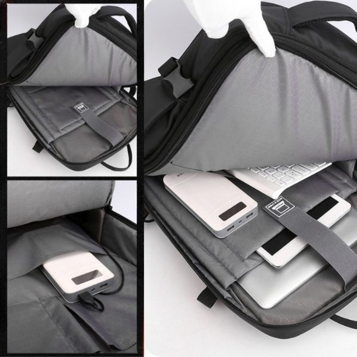 Mercaton® bővíthető hátizsák, kompatibilis 17,3"-ig 29-39 literes laptopokkal, USB-port, vízálló, utazási méret, lopásgátló, fekete