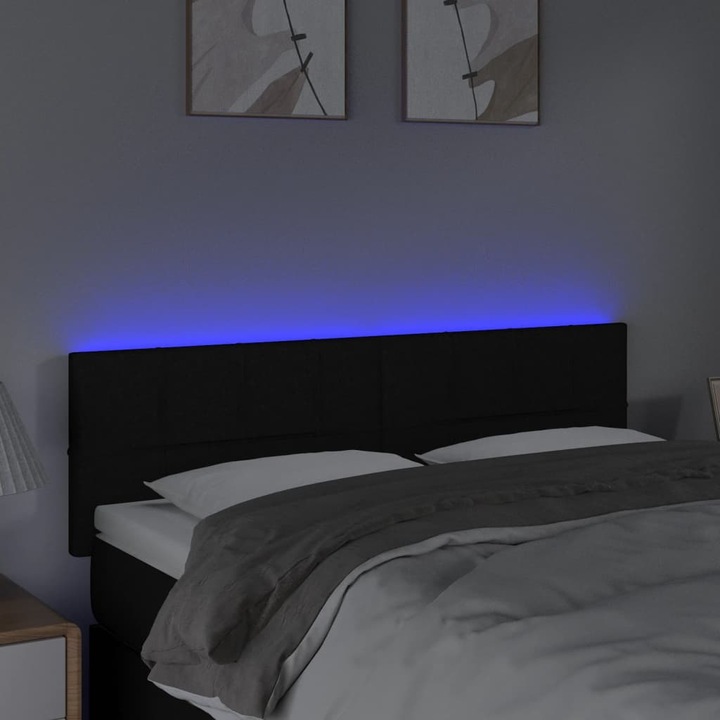 vidaXL fekete szövet LED-es fejtámla 144x5x78/88 cm 8.38 kg 3121612