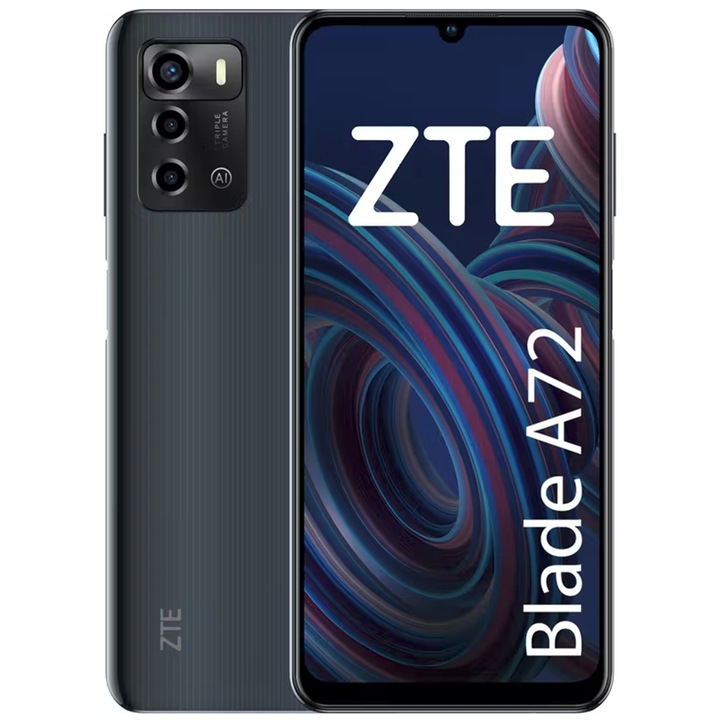 Мобилен телефон ZTE Blade A72, 4G, 64GB, 3GB RAM, Dual-SIM, Сив