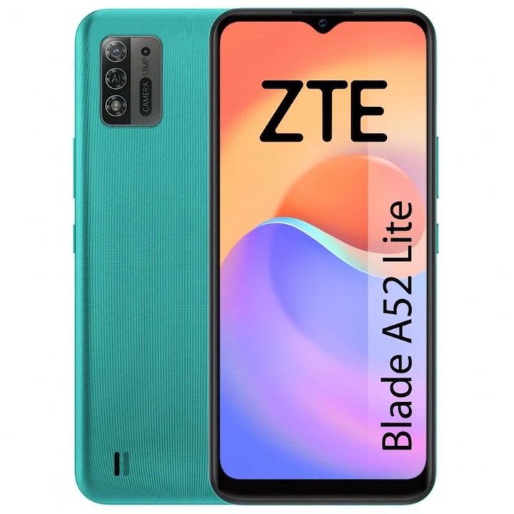 Мобилен телефон ZTE Blade A52 Lite, 4G, 32GB, 2GB RAM, Dual-SIM, Glowing Green