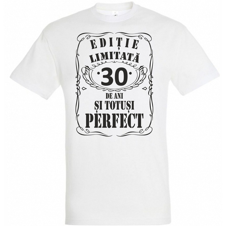 Tricou inscriptionat Editie speciala 30 ani, CRD PRINT, Alb, masura S