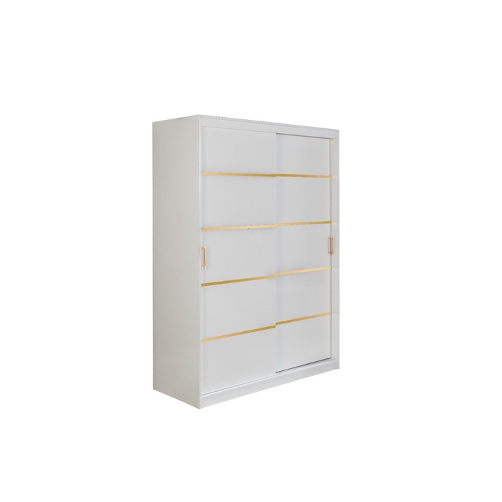 Dulap Oscar, 150x208x61cm, Culoare Alb / Auriu