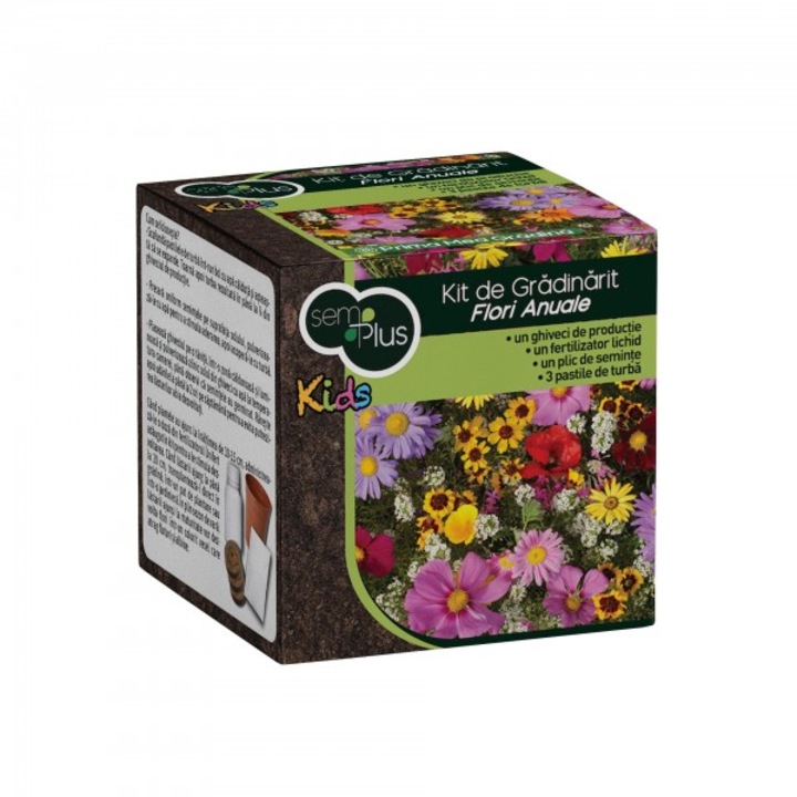 Kit pentru gradinarit dedicat copiilor, SemPlus Kids Flori