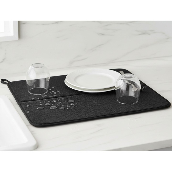 Uscator de vase, din spuma poliuretanica, negru, Syamag, 44x36 cm