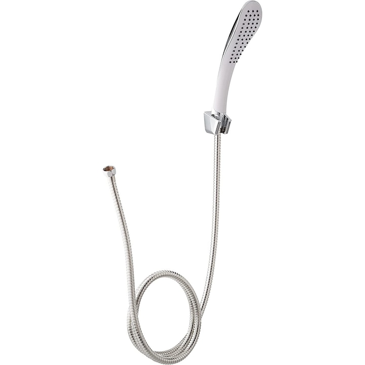 Set cap de dus cu suport si furtun 1,5 m, otel inoxidabil, Amiko