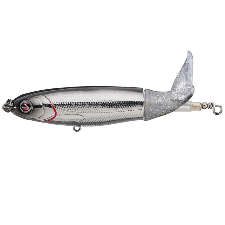 Felszíni csali River2Sea Whopper Plopper 90 9cm 11,5g Chrome Black 44, süllő, csuka, sügér vagy harcsa horgászatához