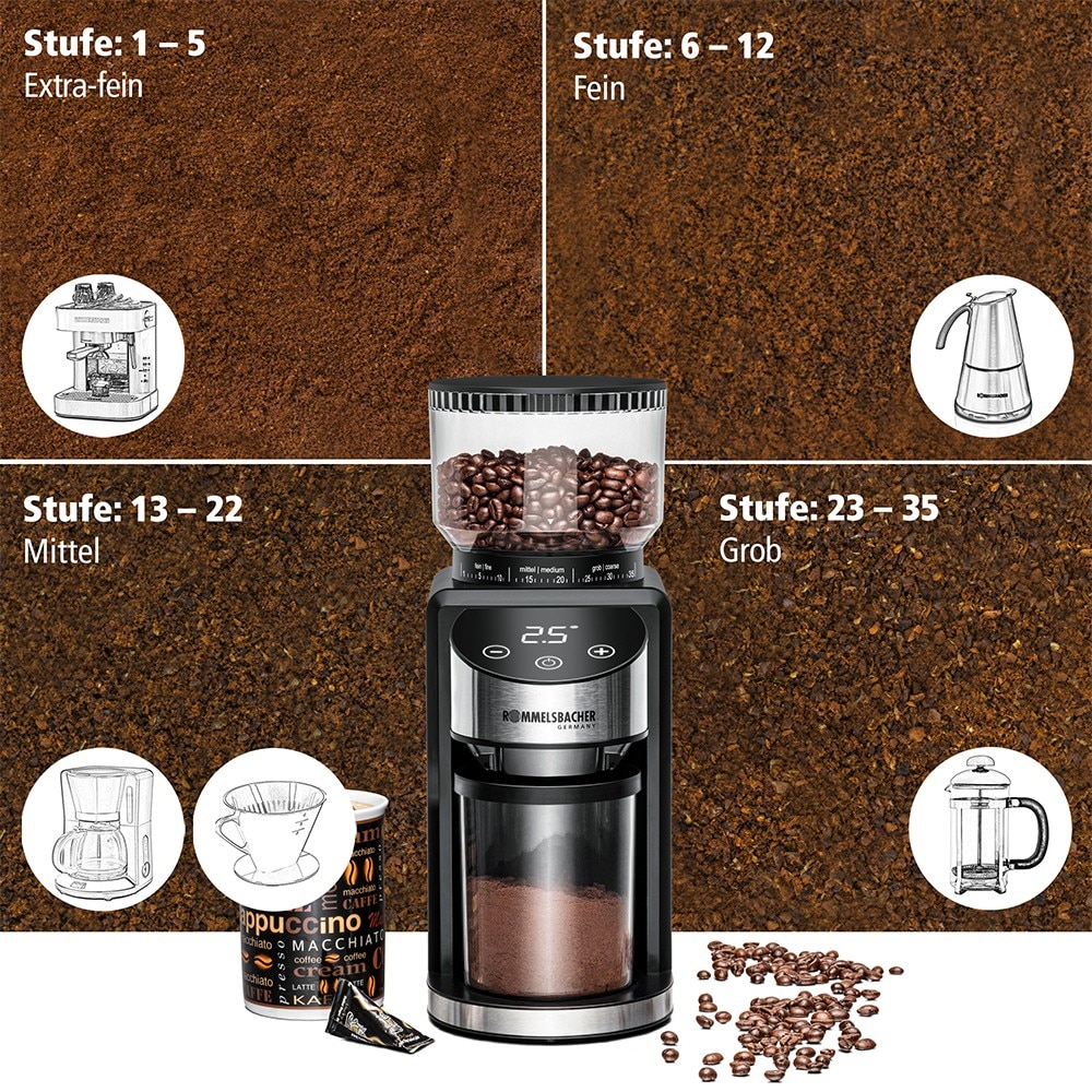 Rasnita de cafea, afisaj digital LED, 200 W, capacitate 220G, otel ...