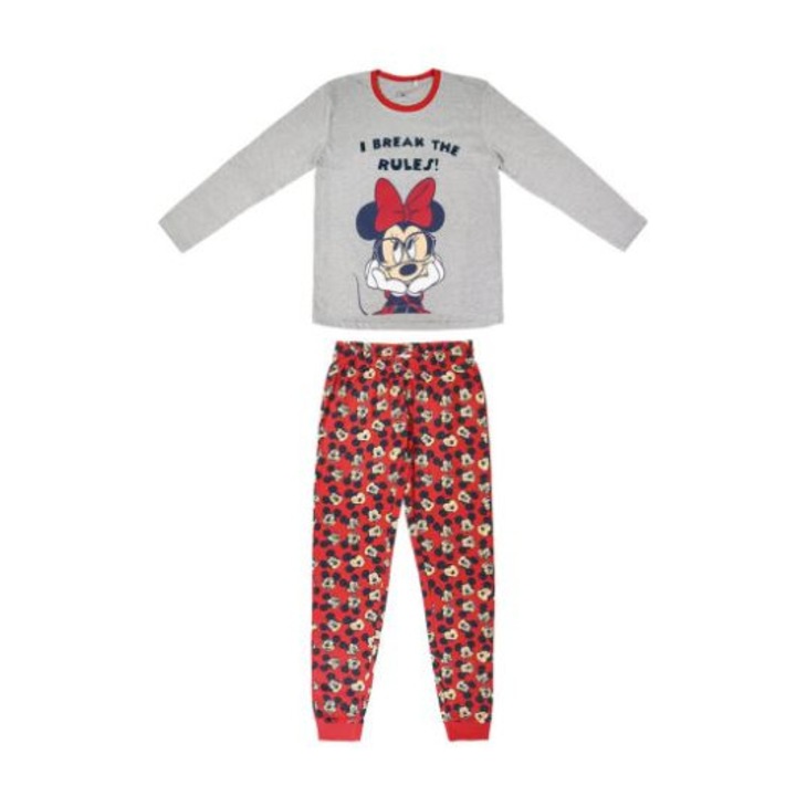 Момичешка пижама с дълъг ръкав, памук, Minnie Mouse Rules 16005, Червен
