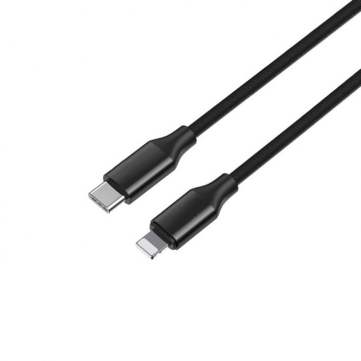 Porodo, Adat/töltő kábel, iPhone-hoz, 20cm, Fekete