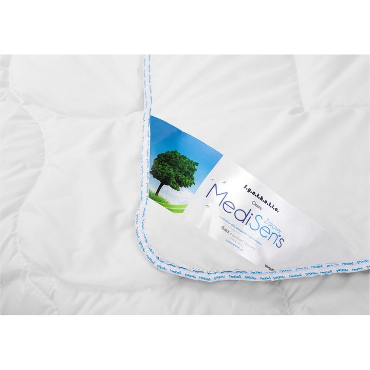 Pilota antialergica, AMZ, Bumbac, 180 x 200 cm, Alb