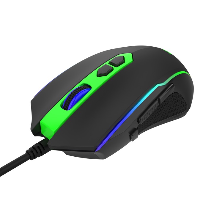 Mouse cu fir, Pushat, USB, Multicolor