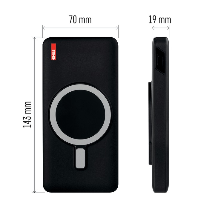 EMOS Powerbank WI 1022D, 10 000 mAh, 22,5 W+Wireless B0542B