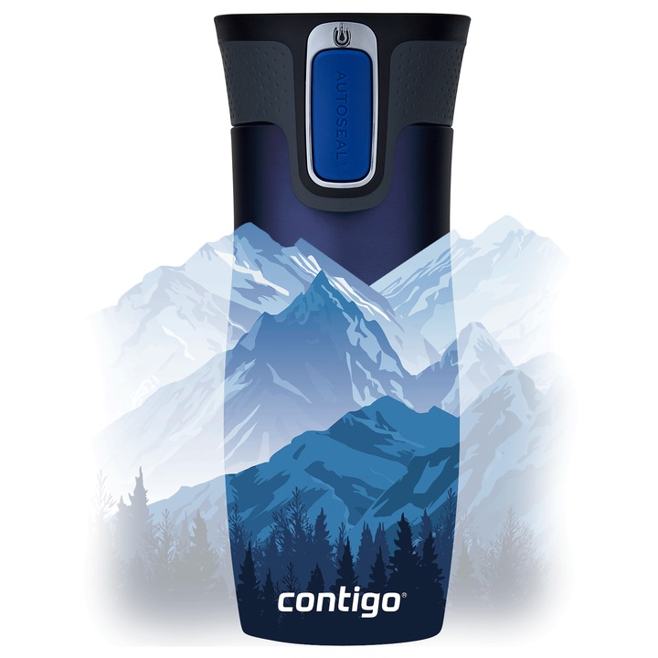 Termos, Contigo, Model cu munti, 470 ml, Albastru