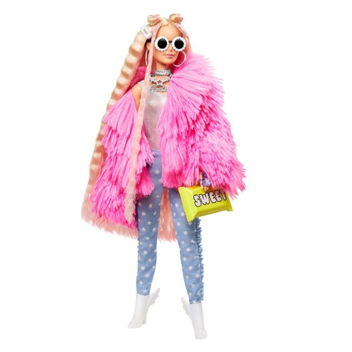 Голяма кукла Barbie Fashionista, Express Yourself, пухкаво яке, 5 аксесоара