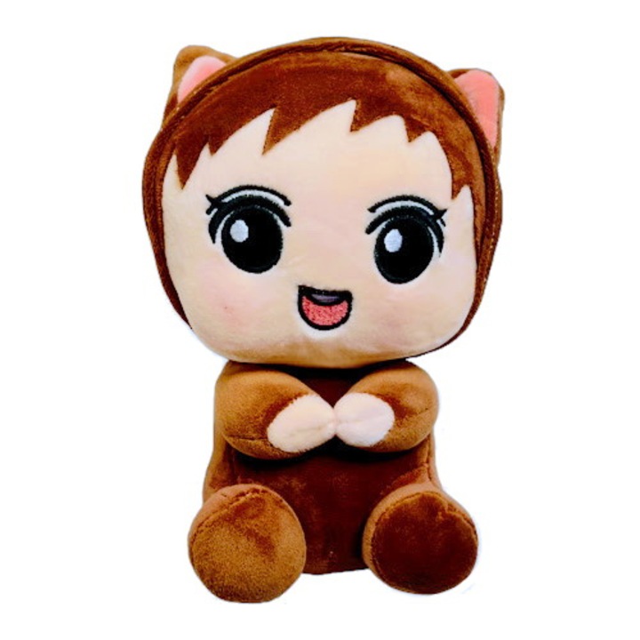 Papusa textila, cry babies, maro, 20 cm