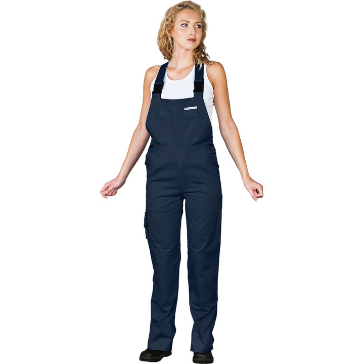 Salopeta de protectie dama cu pieptar, Poliester/Bumbac, Albastru marin, 48