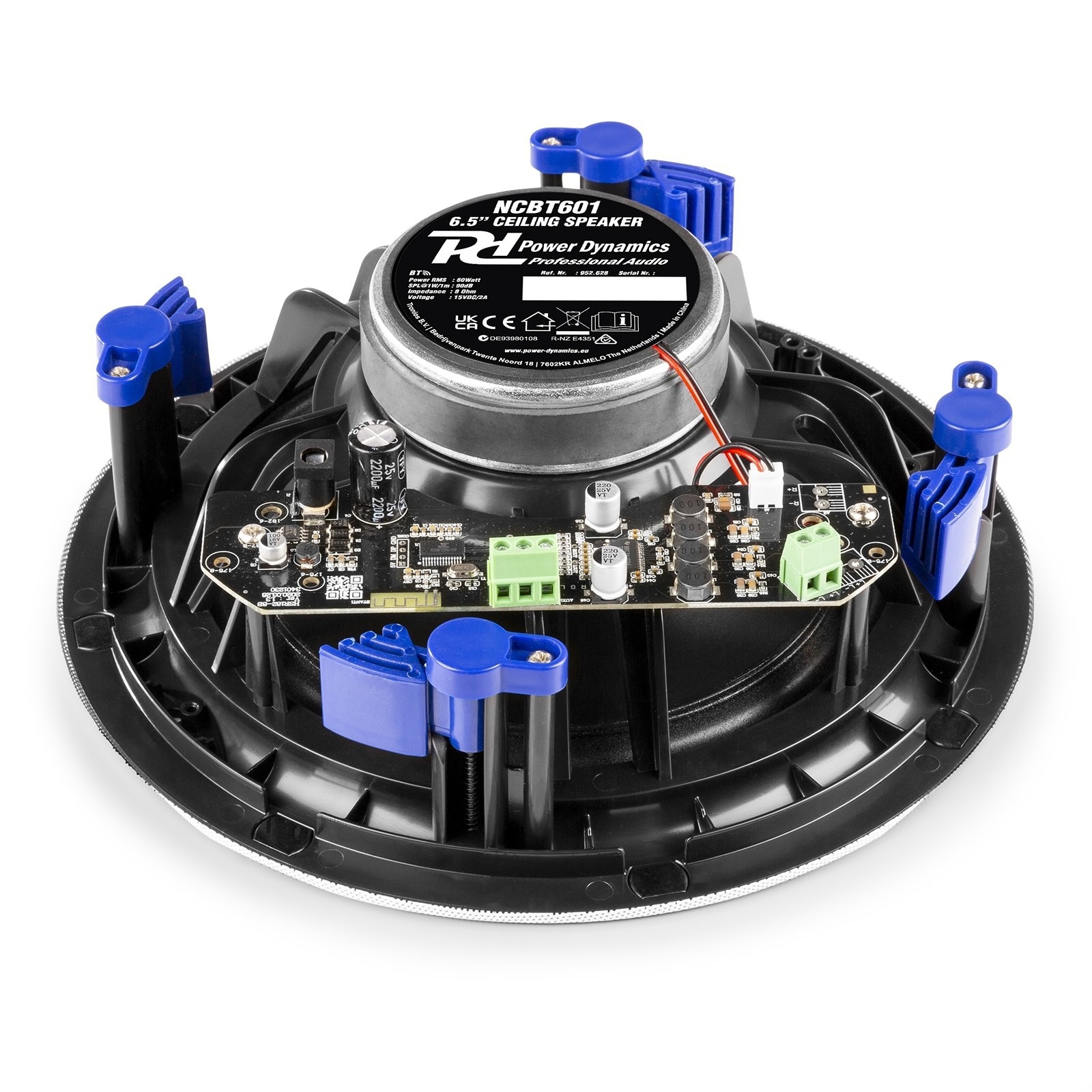 Difuzor amplificat incastrabil, 2 cai, 30W RMS, 6.5", Bluetooth, alb, rezistent la umiditate