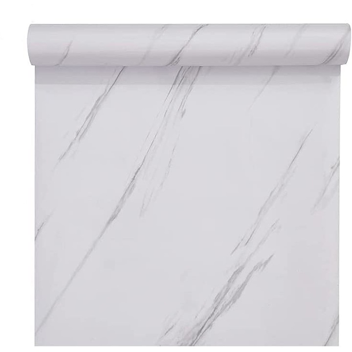 Tapet autoadeziv tip marmura, alba, 60x 300 cm