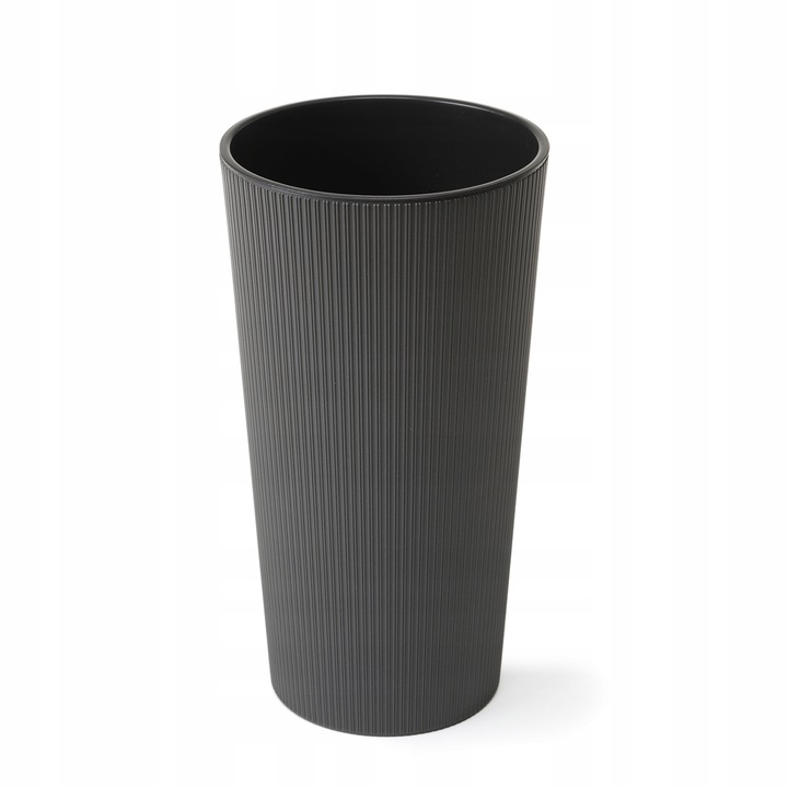 Ghiveci inalt pentru plante, Lamela, Plastic, 47x25cm, 15.5L, Gri inchis