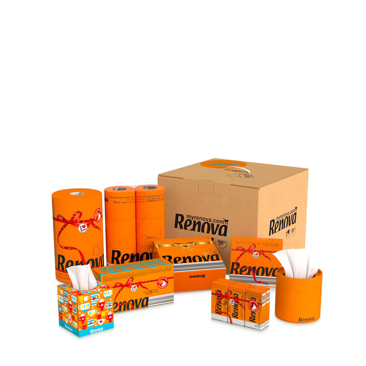 Renova készlet, wc papír/konyhatörlő/szalvéta, Narancs