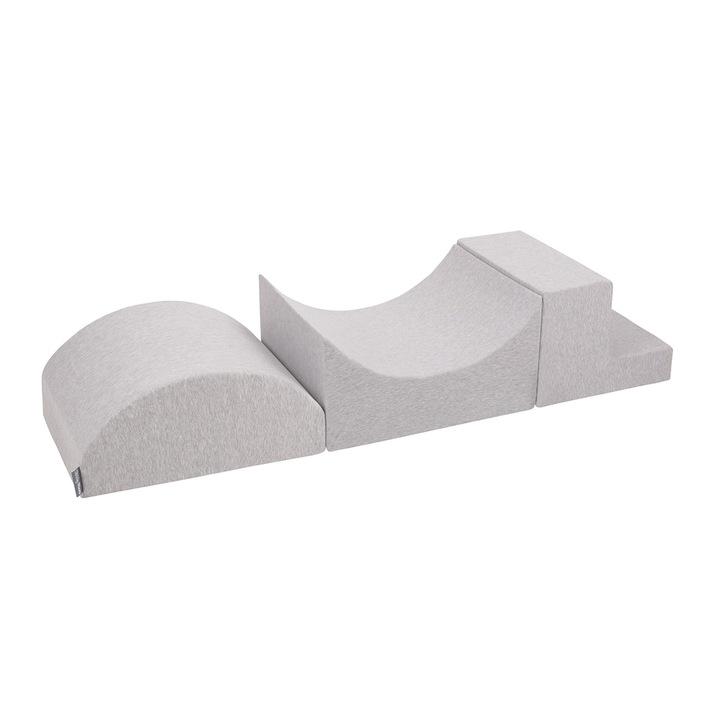 Детски аксесоари за басейн с топки, KiddyMoon, полуос/рампа/стъпало, сив