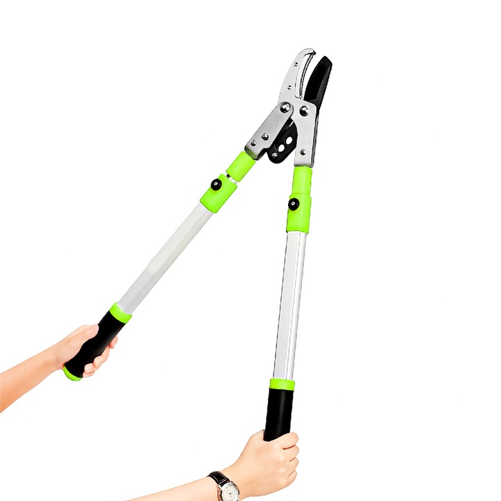 Foarfeca extensibila Teox® pentru taiat crengi groase, telescopica, aluminiu, lama de schimb, verde