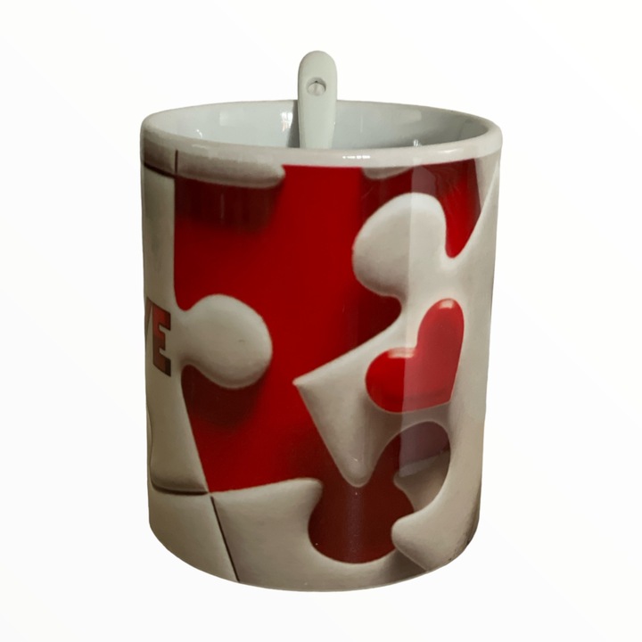 Cana Ceramica cu lingurita, model Love K, 330 ml