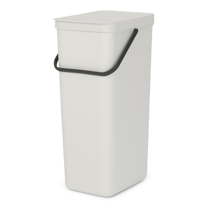 Кош за разделно събиране на боклук Brabantia Sort&Go 1005554, 40 л, Дръжка, Възможност за стенен монтаж, Светлосив