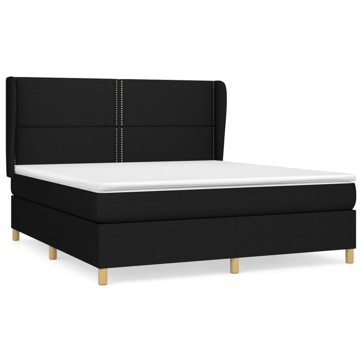 Pat box spring cu saltea vidaXL, negru, 180x200 cm, catifea, 69.44 kg 3128463
