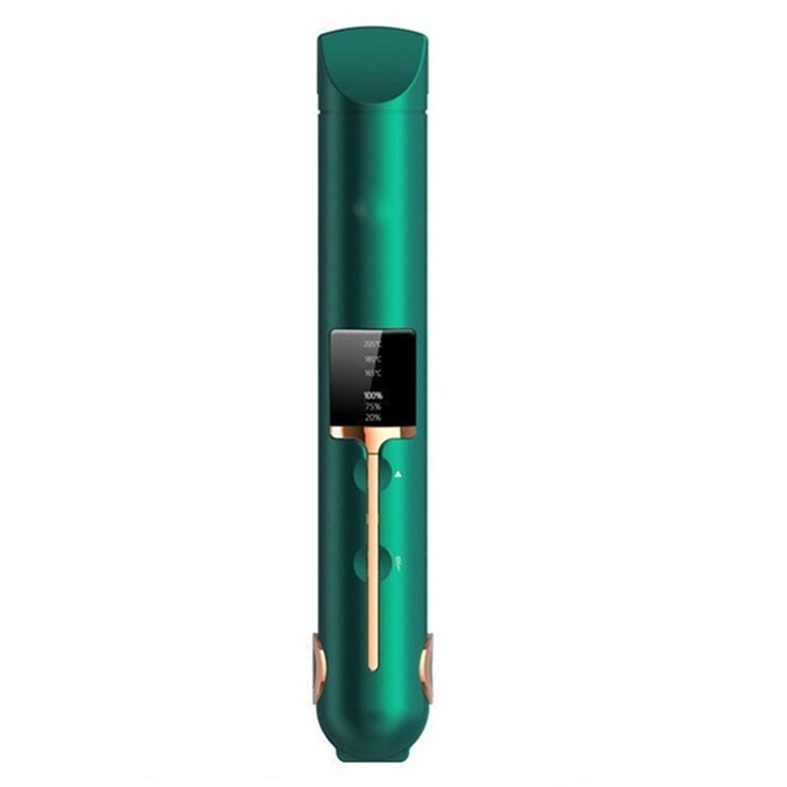 Placa de Indreptat Parul TNS, 2in1 Ondulare/Indreptare, Fara Fir, Portabila, Incarcare Rapida USB, Display LCD, 3 Trepte de Temperatura 165-205°C, Placi Ceramice, Functie Memorare Temperatura, Verde-Auriu