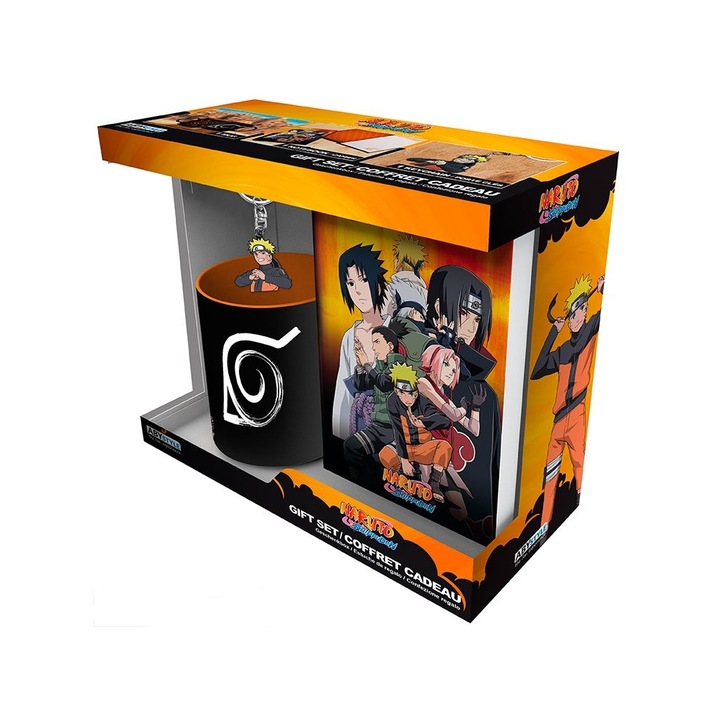 Set Abystyle Naruto Shippuden, Cana 320 ml, Breloc, Agenda, Multicolor