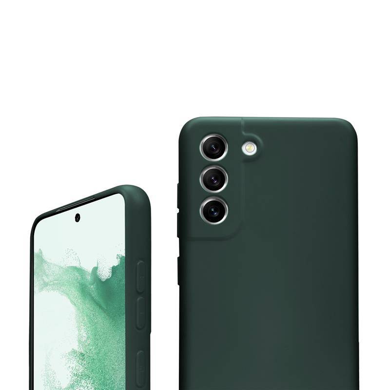 Husa protectie compatibila cu Samsung Galaxy S21 FE, silicon Verde inchis, slim, cu interior de catifea, protectie camera, PlanetPhone