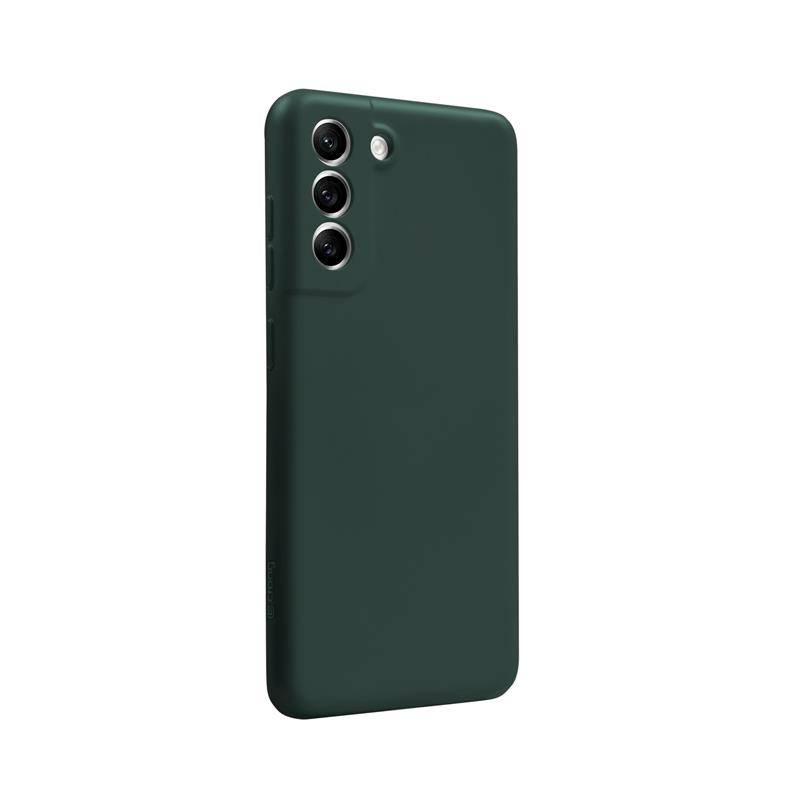 Husa protectie compatibila cu Samsung Galaxy S21 FE, silicon Verde inchis, slim, cu interior de catifea, protectie camera, PlanetPhone