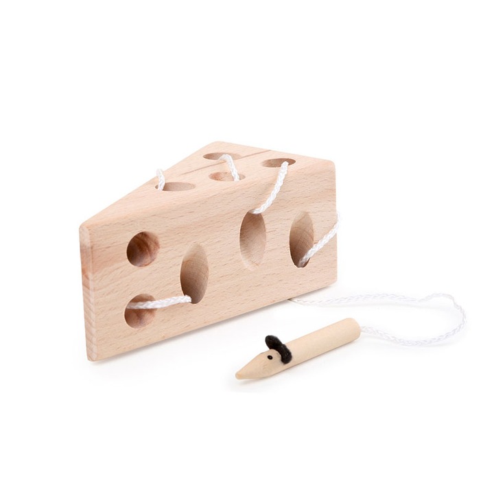 Игра Сирене с мишка Small Foot, за нанизване, дървена, многоцветна