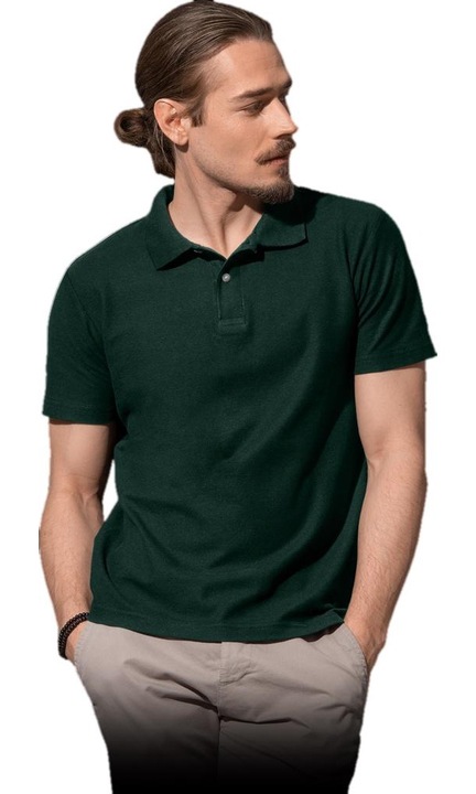 Tricou polo barbati, Bumbac, Verde inchis