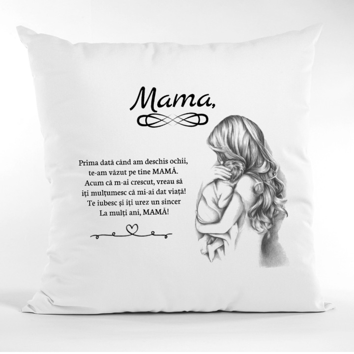 Perna Decorativa, JOYSTOS, 40x40 cm, Personalizata Cu Mesaj Pentru Mama