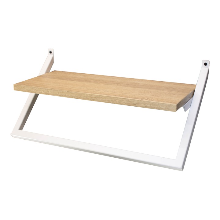 Raft metalic simplu cu polita din PAL, 50x20x24 cm, Alb/Badolino