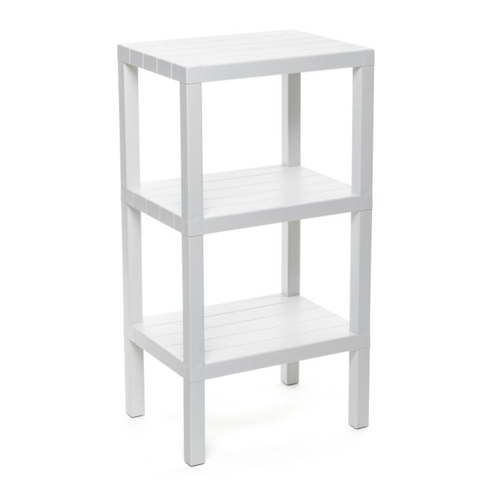 Raft modular organizator cu 3 etajere, aspect de lemn stratificat, alb ...