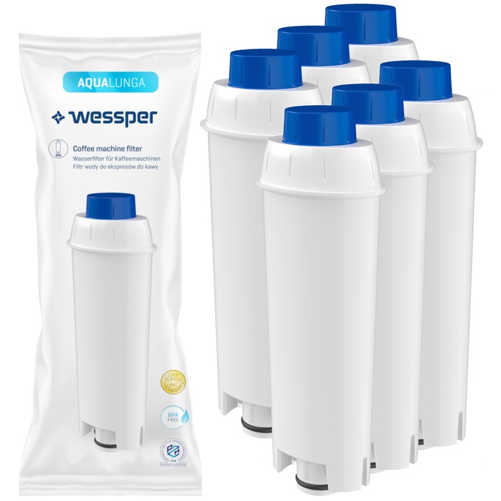 Set 6 filtre de apa, Wessper, pentru utilaje Delonghi echivalent DLS C002 SER3017, pentru 60 l